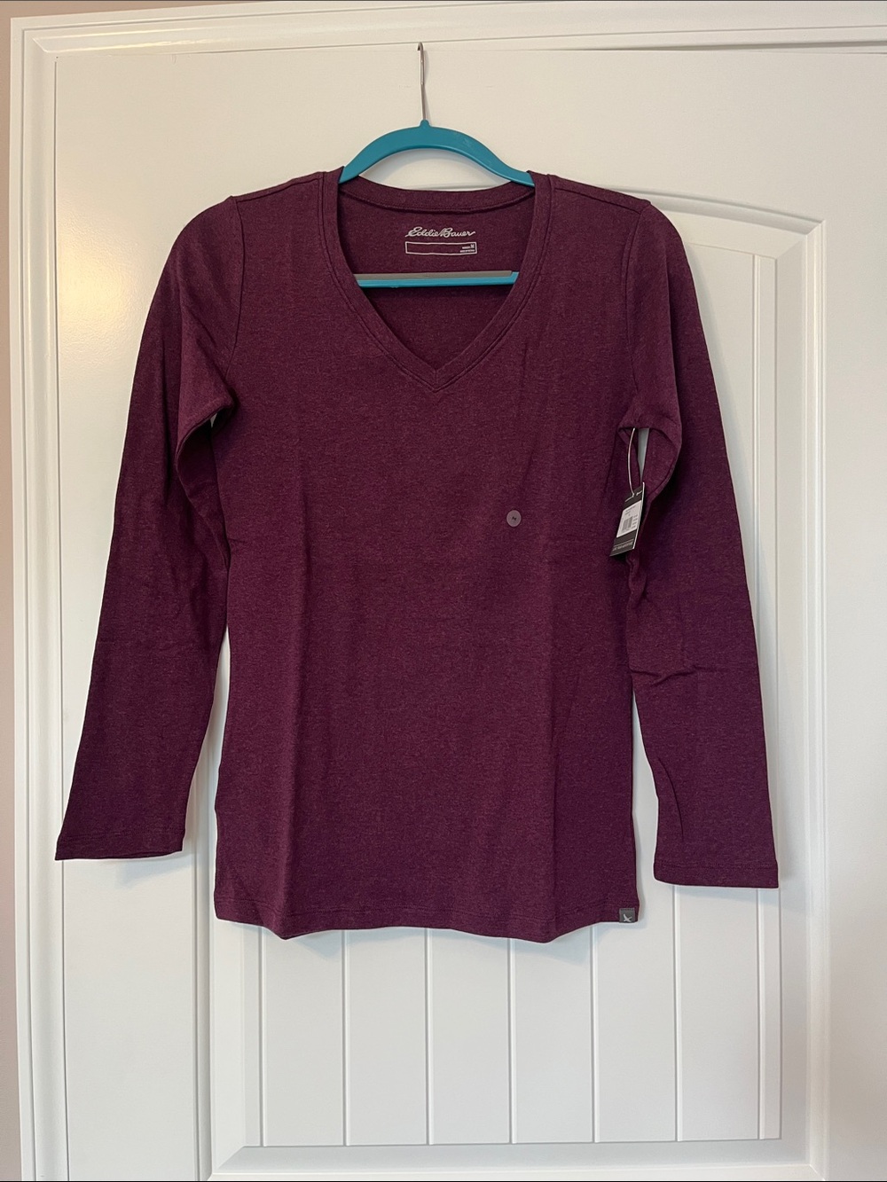 Eddie Bauer Boysenberry Favorite Long-Sleeeve V-Neck T-Shirt